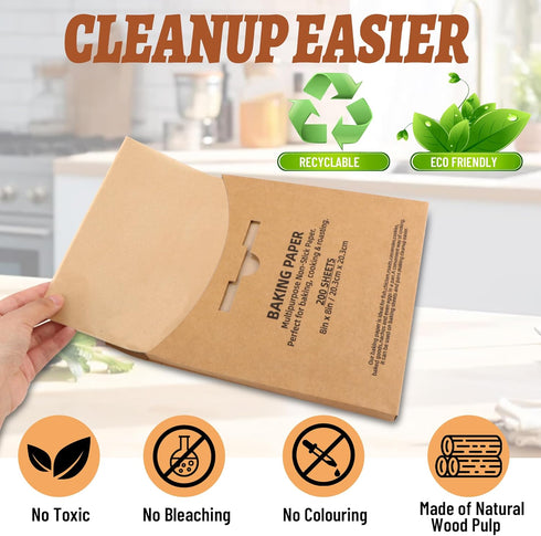 200 Pcs Parchment Paper Baking Sheets, 8"x8" Precut Non-Stick Baking Parchment Paper Sheets Bun Sheet Pan Liners.Baking Grilling Air Fryer Steamin...