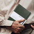 Grid Journal Bullet Notebook - Dark Green Leather Cover, 8.3 x 5.7Inch, 160 Pages, 100gsm Paper, Hardcover with Inner Pocket, Elastic Closure and ...