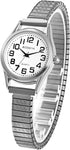 Womens Watch Ladies Wristwatch: Women Silver Stretch Band White Dial Thin Watch Girls Eazy Reader Waterproof Watch Elderly Wrist Watch Mujer Reloj...