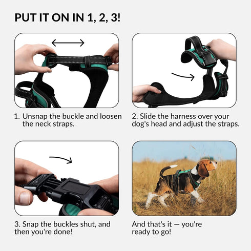 CollarDirect No Pull Reflective Dog Harness with Handle and Front Clip, Adjustible Soft Padded Vest for Small to Large Dogs Training and Walk (Siz...