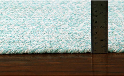 Super Area Rugs Farmhouse Braided Rug Cotton Kitchen Reversible Carpet Turquoise & White, 8" X 28" - Single Stair Tread...
