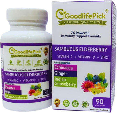 7 in 1 Elderberry with ZINC, Vitamin C, Vitamin D, Echinacea, Ginger & Indian Gooseberry (Amla).Premium Elderberry Capsules 90 ct, All Natural,Non...