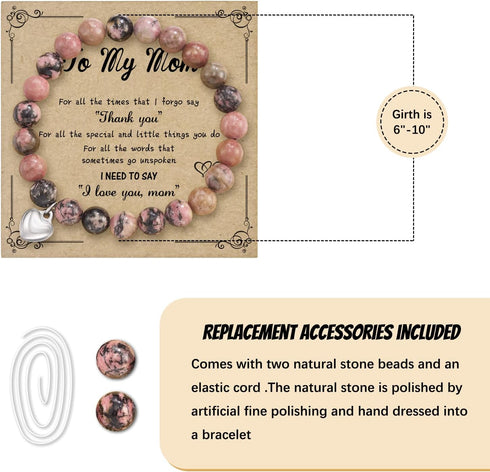 Vanleonet Mother's Day Gifts for Mom from Daughter Son, Natural Stone Bracelet for Mom Grandma Aunt Nana Boyfriend Mom...