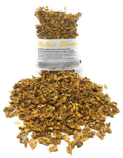 100% Dried Mullein Flowers (Verbascum thapsus) | Net Weight: 0.52oz / 15g | Soothing, slightly sweet tea with many benefits - Used for edible flow...