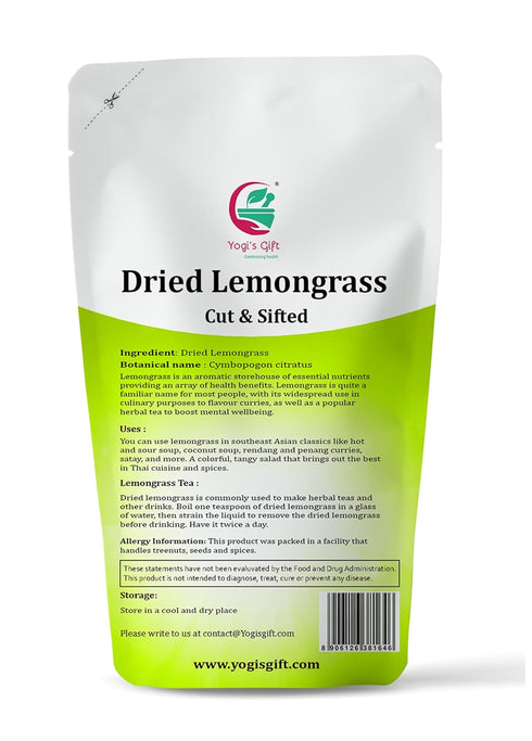 Dried Lemongrass 4 oz | Cut and Sifted Loose Leaf | Aroma Rich Lemon Grass | by Yogi's Gift ®...