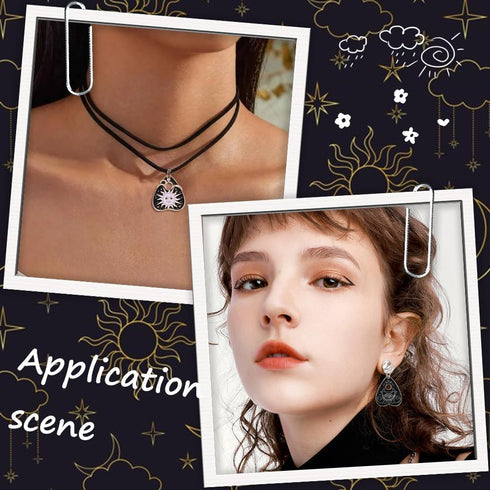 SUNNYCLUE 1 Box 32Pcs Ouijas Charms Planchette Charms Black White Halloween Divination Board Sun Metaphysical Message Heart Shaped Gothic Tarot Ch...