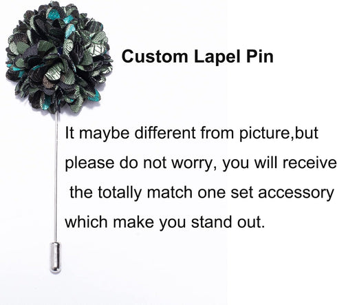 Hi-Tie Men's Cravat And Flower Lapel Pin Set Jacquard Silk Ascot Handkerchief Cufflinks For Wedding Party Daily Dress...