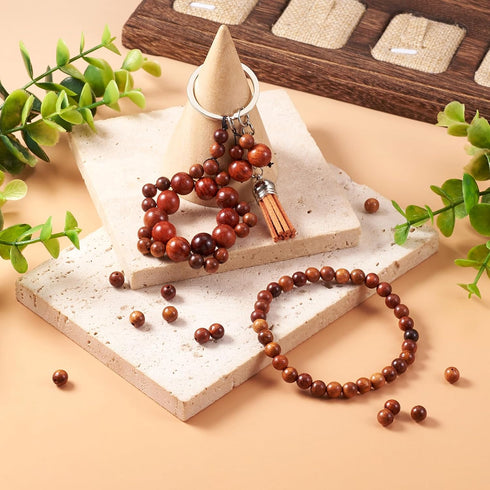 400pcs/Box Natural Round Wood Scentedros Beads 6mm Undyed Waxed Ball Spacer Beads Wooden Loose Beads for DIY Jewelry Crafts Making, Sienna...