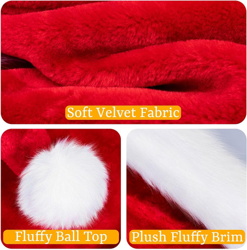 RJVW Christmas Santa Hat for Adults, Unisex Velvet Classic Holiday Santa Claus Hat for New Year Party Headwear...