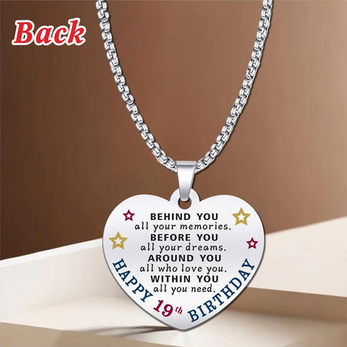 19th Birthday Gifts for Women - Born In 2005 Birthday Gifts - Engraved Stainless Steel Heart Pendant Necklace - 19 Year Old Girls Birthday Gift...