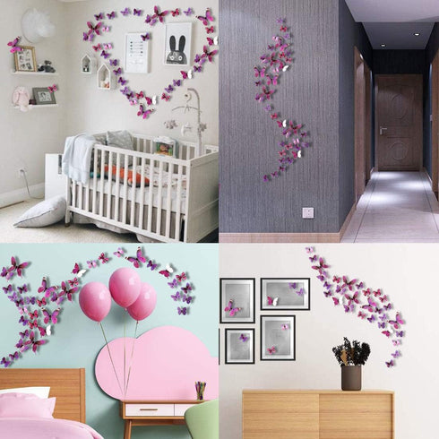 Ewong Butterfly Wall Decals, 36PCS 3D Butterflies Home Decor for Room, Wall Sticker for Girls Room Kids Bedroom Bathroom Baby Nursery Decoration (...