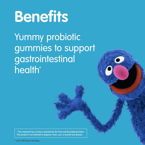 Webber Naturals Sesame Street Healthy Tummy Probiotic, 1 Billion Active Cells, 50 Gummies, Mixed Berry Flavor, Vegan...