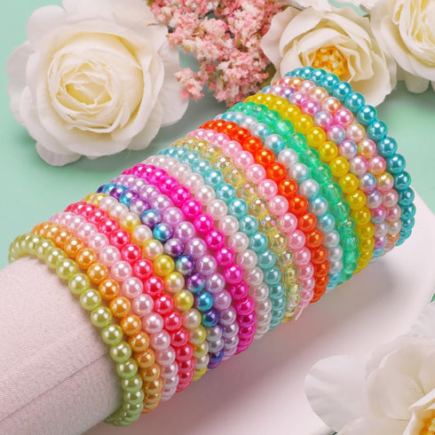 2400pcs Pearl Beads, beads, 47 Colors beads for beacelets, Multicolor Bracelet Making Kit Round beads for Jewelry Making with Elastic String, DIY ...