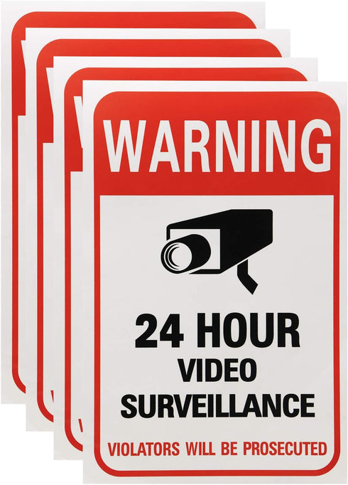Tupalizy 24 Hours Video Camera Surveillance Sign Stickers Decals Self-Adhesive Home Business Alarm System Security Label Stickers for Window Wall ...