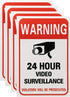 Tupalizy 24 Hours Video Camera Surveillance Sign Stickers Decals Self-Adhesive Home Business Alarm System Security Label Stickers for Window Wall ...