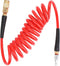 Hromee 1/4-Inch x 10ft Polyurethane Recoil Air Hose with Fittings Compressor Hose with 1/4 in. Industrial NPT Coupler and Plug Kit, Red...