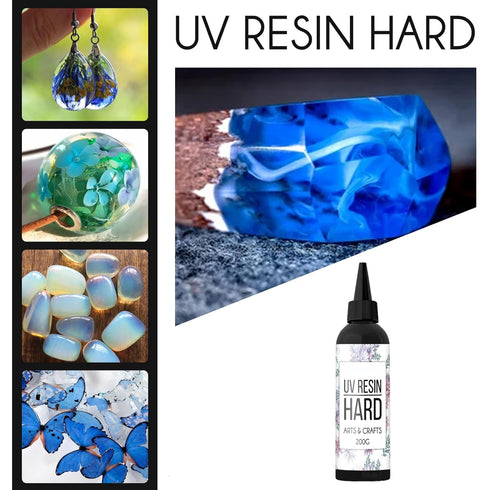 Clear Epoxy UV Resin Glue - Crystal Clear Epoxy Resin for Jewelry Making, DIY Crafts, Casting and Coating, Sunlight Activated Resin 200g...