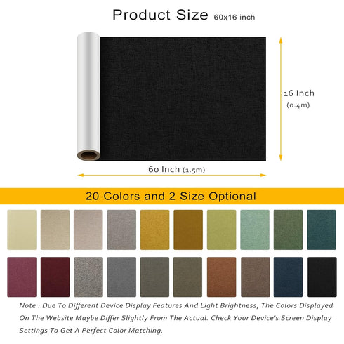ILOFRI Linen Fabric Patches Tape Self Adhesive 16x60 inch, Durable Fabric Couch Repair Kits for Upholstery, Furniture, Sofa, Car Seats, Office Cha...
