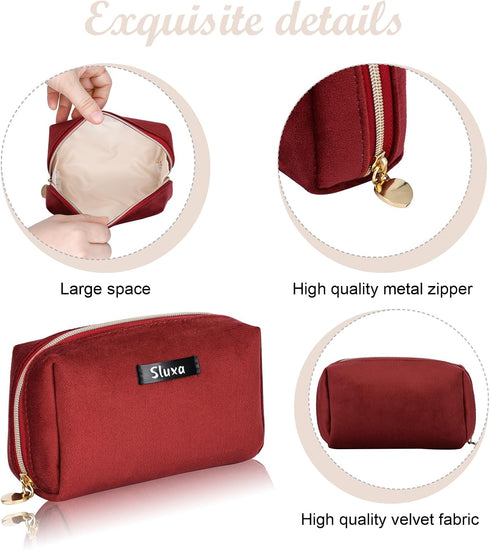 Small make up bags, Travel accessories for women,Wine red makeup bag travel cosmetic bag ?Women bagsmart compact makeup bag...