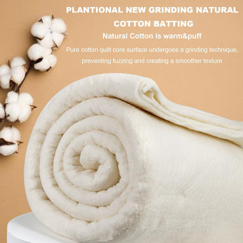 PLANTIONAL Grinding Natural Cotton Quilt Batting: 47-Inch x 59-Inch Light Weight Purely Natural All Season Quilt Batting for Quilts, Craft and Wea...