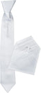 Boys First Holy Communion Tie and Hanky Set with Cross– Pre-tied White Tie and Folded Handkerchief Embroidered with the Cross for 1st Communion, B...