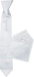 Boys First Holy Communion Tie and Hanky Set with Cross– Pre-tied White Tie and Folded Handkerchief Embroidered with the Cross for 1st Communion, B...
