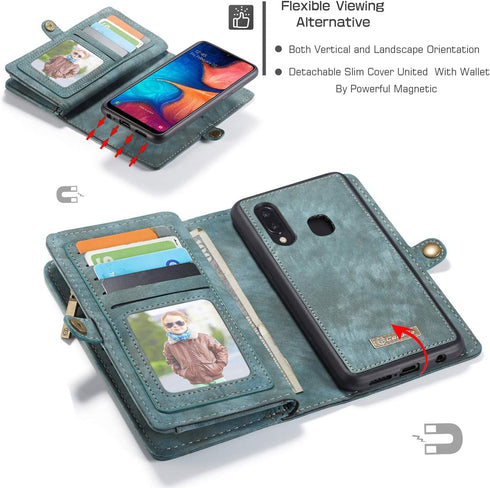 Samsung Galaxy A20 Case, Samsung Galaxy A30 Case with Card Holder, 2 in 1 Durable Leather Magnetic Detachable Cash Holder with Card Slots & Zipper...