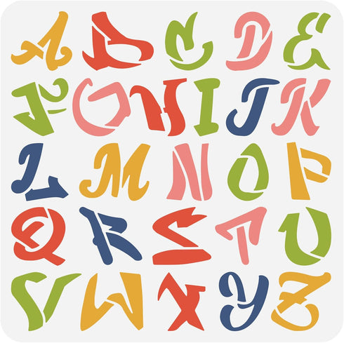BENECREAT Graffiti Letters Stencil 12x12", Street Graffiti Uppercase Alphabet Reusable Painting Stencils for Scrapbooking Drawing DIY Furniture Wa...