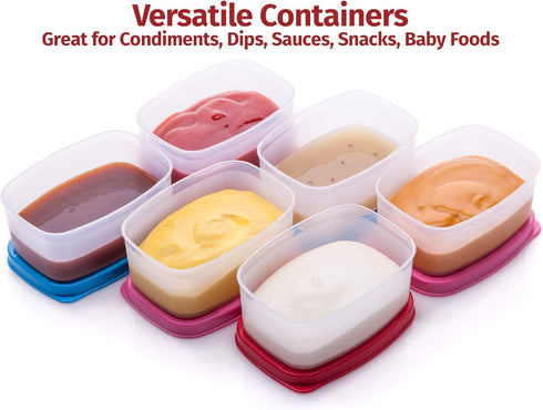 SIGNORA WARE Condiment Containers with Lids- 6 pk. 3 oz.Salad Dressing to go Small Food Storage Containers- Sauce Cups Leak proof Reusable Plastic...