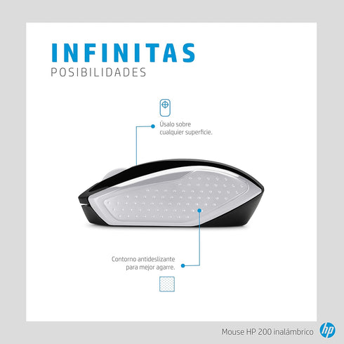 HP Wireless Mouse 200 (Black/Silver, 2HU84AA)...