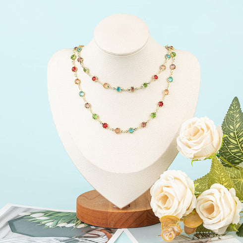 UMAOKANG Colorful Crystal Jewelry Chains Bulk 18K Gold Plated Brass Chain for Jewelry Making Women Necklace Bracelet DIY Craft Chain Roll...