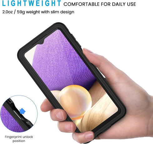 Lanhiem for Samsung Galaxy A32 5G Case, IP68 Waterproof Dustproof with Built-in Screen Protector, Heavy Duty Full Body Protective Phone Case for G...