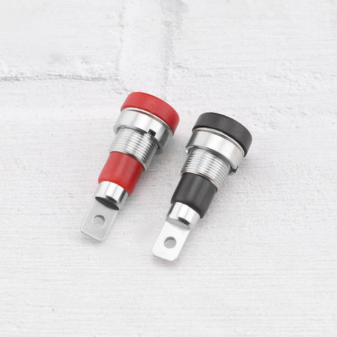 10Pieces 4mm Female Adapter Banana Jack Plug Audio Speaker Banana Plug Type Test Connector Panel Mount Banana Socket Jack Plug (5X Black, 5X Red)...