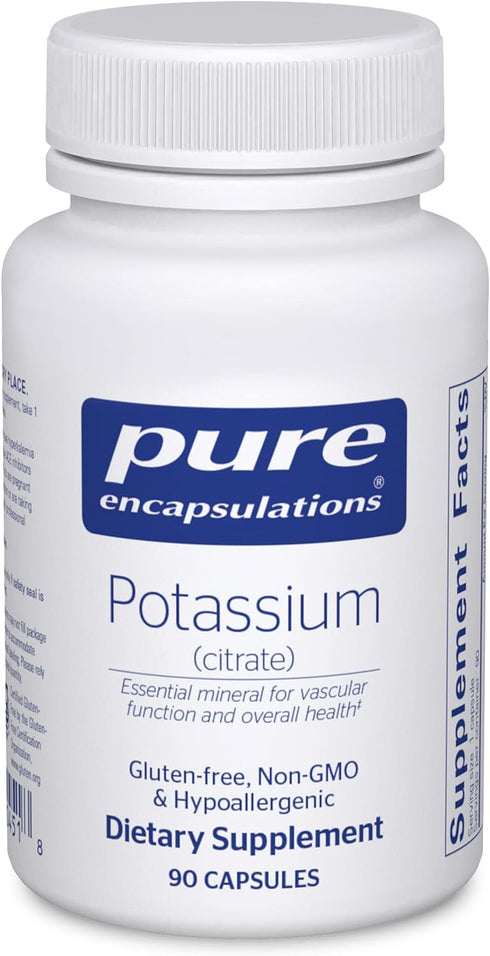 Pure Encapsulations Potassium (Citrate) - Essential Electrolyte Supplement to Support Nerve & Muscle Function, Adrenals, Hormones, Heart Health & ...