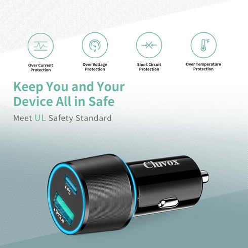 2 Pack 38W USB C Car Charger Fast Charging for iPhone 15 Pro/Max/Plus/Samsung Galaxy S24/Ultra/S23/S22 fe Dual Port Cigarette Lighter USB Charger[...