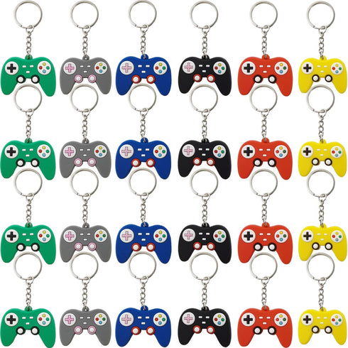 NSBELL 24PCS Video Game Controller Keychains in 6 Colors Video Game Party Controller Handle Key Ring Game Controller Keychain for Video Game Party...