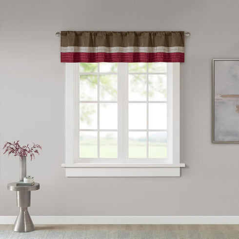 Madison Park Amherst Single Panel Faux Silk Rod Pocket Curtain With Privacy Lining for Living Room, Window Drapes for Bedroom and Dorm, 50x18, Red...