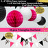 Hot Pink and Black Birthday Decorations for Women, Hot Pink and Black Party Decorations - Happy Birthday Banner Garland, Paper Decor, Balloons, Ca...