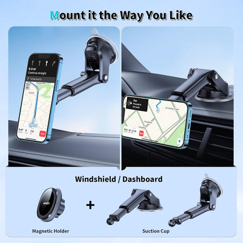 APPS2Car for MagSafe Car Mount, Magnetic Phone Holder for Car Dashboard Windshield iPhone Car Mount Holder Compatible with iPhone 15 14 13 12 Pro ...