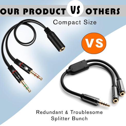 SaiTech IT 3.5 mm Exclusives Headphone Splitter for Computer 3.5mm to 2 Dual Mic Audio Y Splitter Cable Smartphone Headset to PC Adapter, Tablet (...