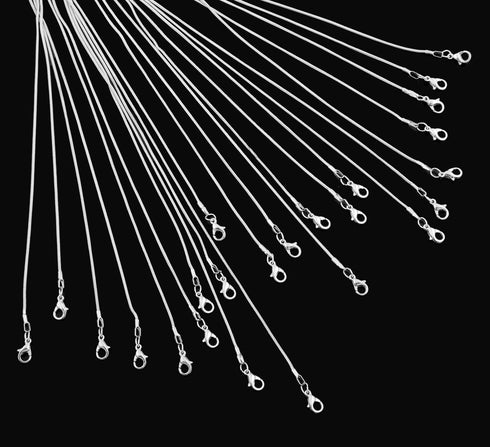 24pcs Chains for Jewelry Making 20 Inch 925 Sterling Silver Plated 1.2mm DIY Snake Chain Bulk Link Necklace with Lobster Clasps...