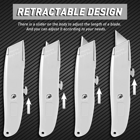2 Pack Box Cutter Practical Utility Knife Retractable, Ergonomic Razor Knife, Box Cutters for Warehouse, Office, Exacto Knife Box Opener for Packa...