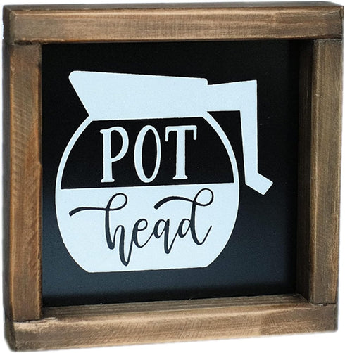 SIMPLY ANI Pot Head Coffee Signs, Coffee Sign for Coffee Bar, Funny Kitchen Decor, Farmhouse Coffee Signs Decor for Coffee Lovers, Coffee Bar Sign...