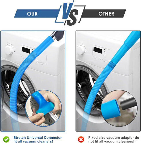 Dryer Vent Cleaner Kit Dryer Lint Vacuum Attachment with Stretch Universal Connector, Dryer Vent Cleaning Tool Vacuum Hose Lint Remover, Blue...