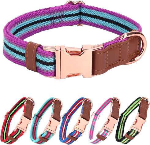 Dog Collar Reflective, Multi-Colored Stripe Dog Collar, Soft Adjustable Dog Collars with Metal Buckle for Small Medium Large Dogs, Perfect Pet Col...