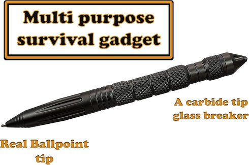 Uzi Tactical Pen with CuffKey in the Cap, Refillable Ultra Durable Aircraft Aluminum Ballpoint Pen Writing Tactical Pen Self Survivor Pen (Black)...
