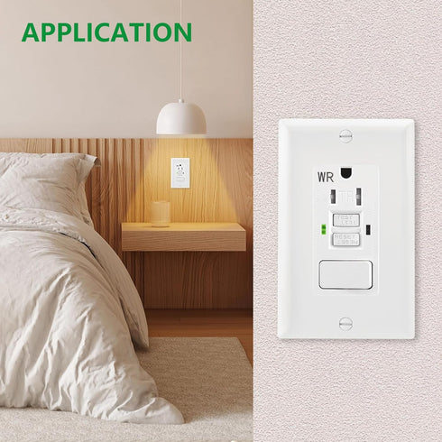 GFCI Outlet,Tamper Resistant GFCI Receptacle with Combination Switch,ETL Listed,Back &Side Wire,White (TR&WR15Amp)...