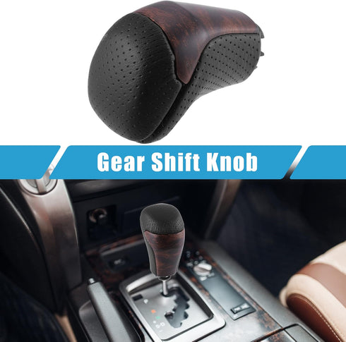Car Automatic Gear Stick Shift Knob Gear Shift Knob Stick Shifter for Toyota Tacoma 2016-2021 Highlander 2014-2019 Black Gold Tone Wood Grain...