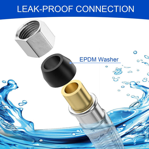 Universal Flexible Faucet Hose Connector, 20-Inch x 3/8" Comp x 1/2" FIP, Premium Braided Stainless Steel Faucet Water Supply Line for Kitchen Bat...