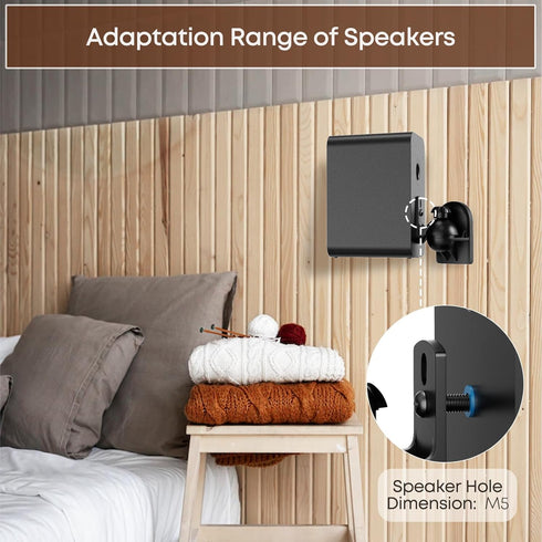 PUTORSEN Speaker Wall Mount, Black, 2 Pack, Swivel and Tilt, Holds up to 7.7 lbs...